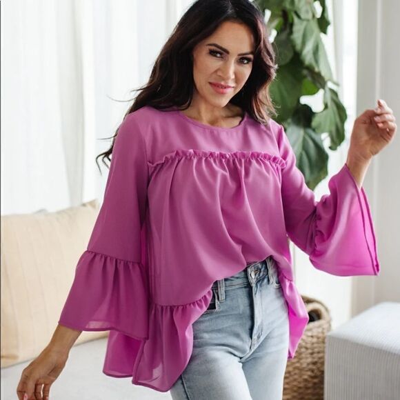 Brand New Womens Valley Girl Pink Blouse Size M - Picture 1 of 3